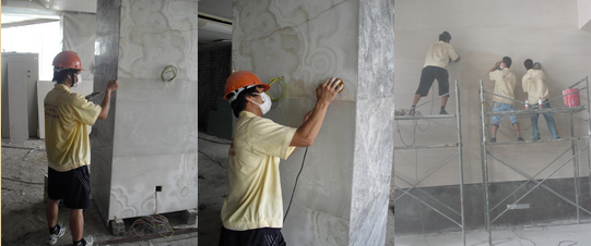 墙面石材剪口整平打磨